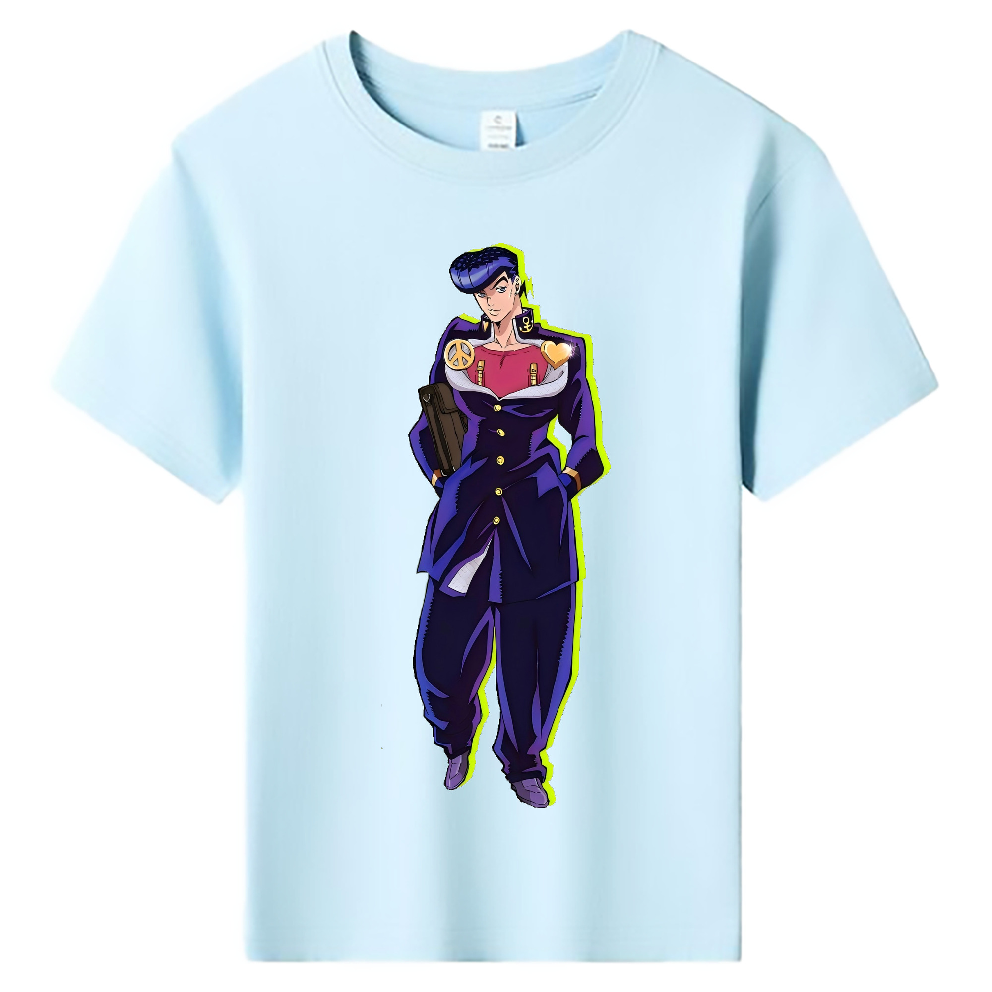 （画像用） ジョジョの奇妙な冒険 ひがしかた じょうすけ JoJo's Bizarre Adventure Higashikata Josuke 綿100％キッズTシャツ（フロントプリント）